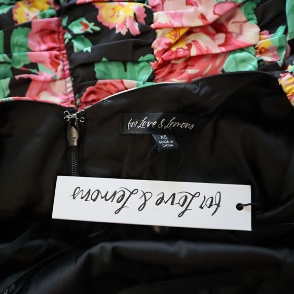 For Love & Lemons Women's Sz XS Black Floral Jolie Backless Mini Dress - Picture 5 of 7